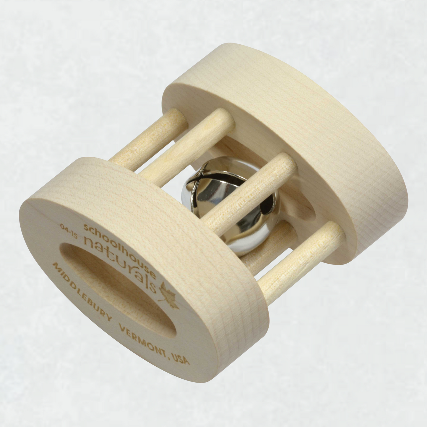 Natural Wooden Bell Rattle - Small